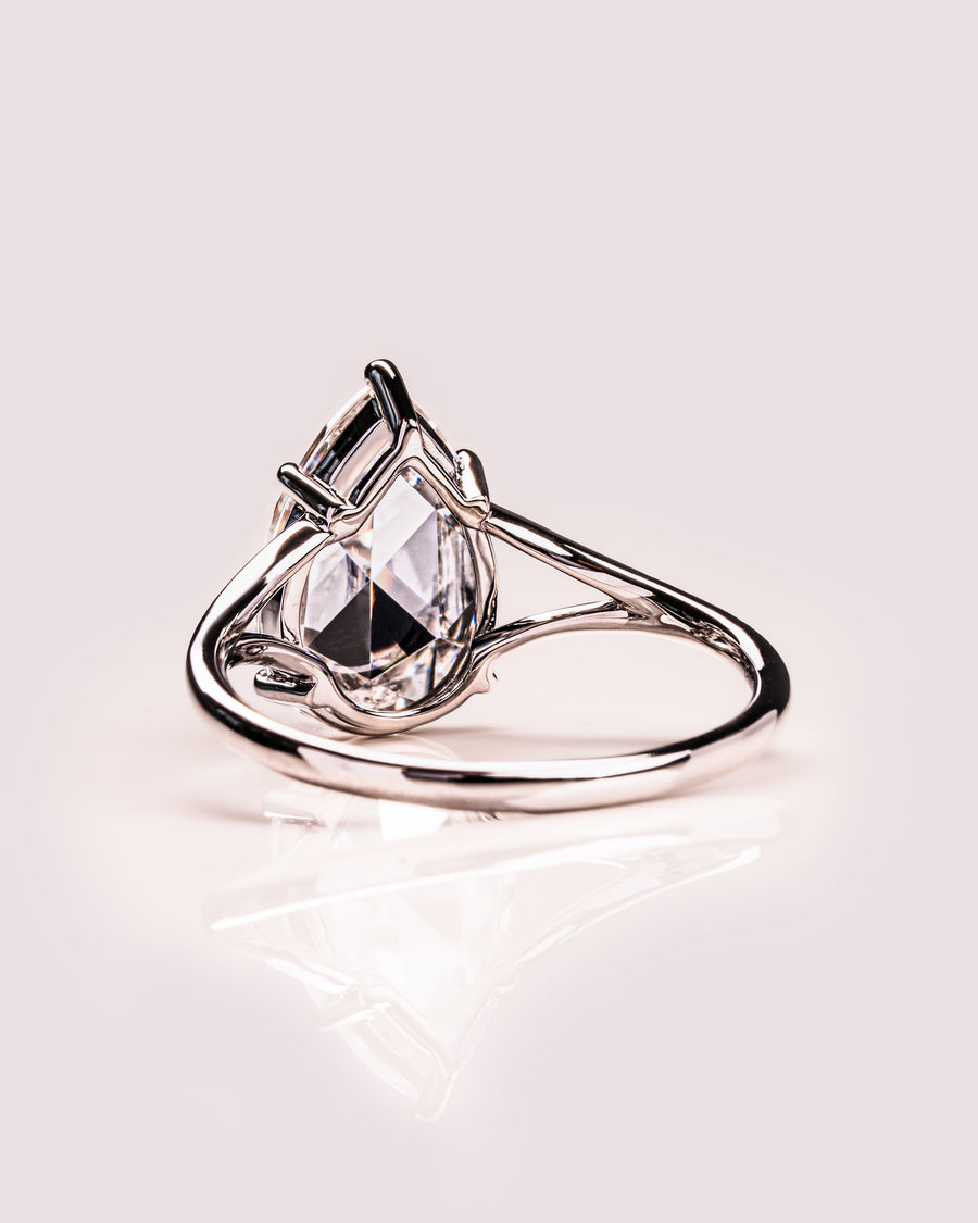 3.09 CT Pear Cut Moissanite Solitaire Engagement Ring With Split Shank Setting - Barbara Maison 