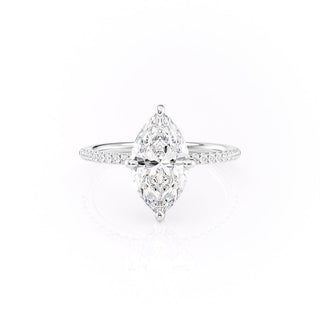 1.58 CT Marquise Cut Hidden Halo Pave Setting Moissanite Engagement Ring - Barbara Maison 