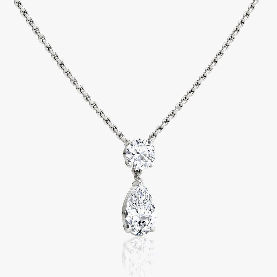 1.50 TCW Pear & Round CVD F/VS Diamond Necklace - Barbara Maison 