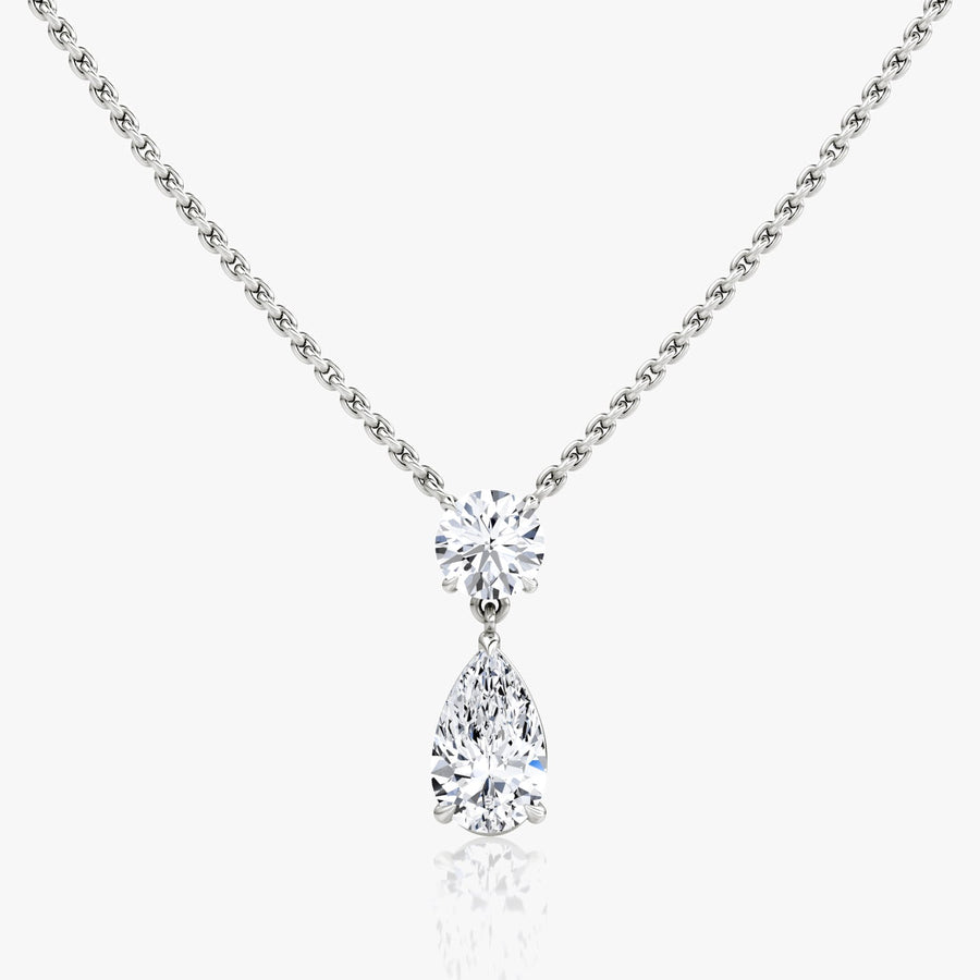 1.50 TCW Pear & Round CVD F/VS Diamond Necklace - Barbara Maison 