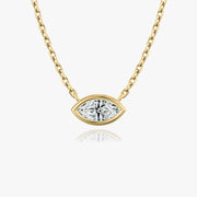 0.25-1.0 CT Marquise Bezel Solitaire CVD F/VS Diamond Necklace - Barbara Maison 