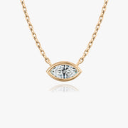 0.25-1.0 CT Marquise Bezel Solitaire CVD F/VS Diamond Necklace - Barbara Maison 