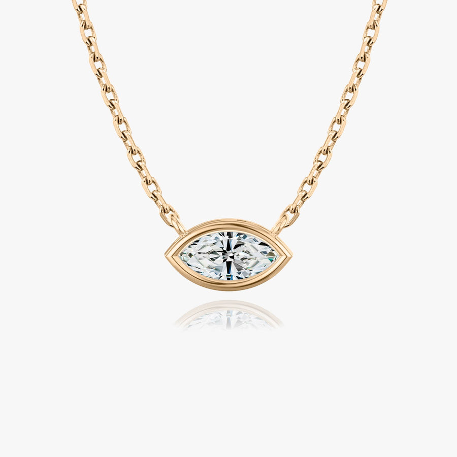 0.25-1.0 CT Marquise Bezel Solitaire CVD F/VS Diamond Necklace - Barbara Maison 