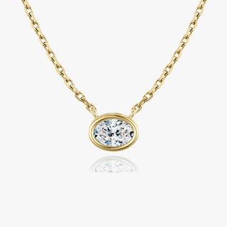 0.25 CT-1.0 CT Oval Bezel Solitaire F/VS Lab Grown Diamond Necklace - Barbara Maison 