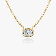 0.25 CT-1.0 CT Oval Bezel Solitaire CVD F/VS Diamond Necklace - Barbara Maison 