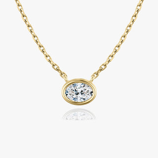 0.25 CT-1.0 CT Oval Bezel Solitaire CVD F/VS Diamond Necklace - Barbara Maison 