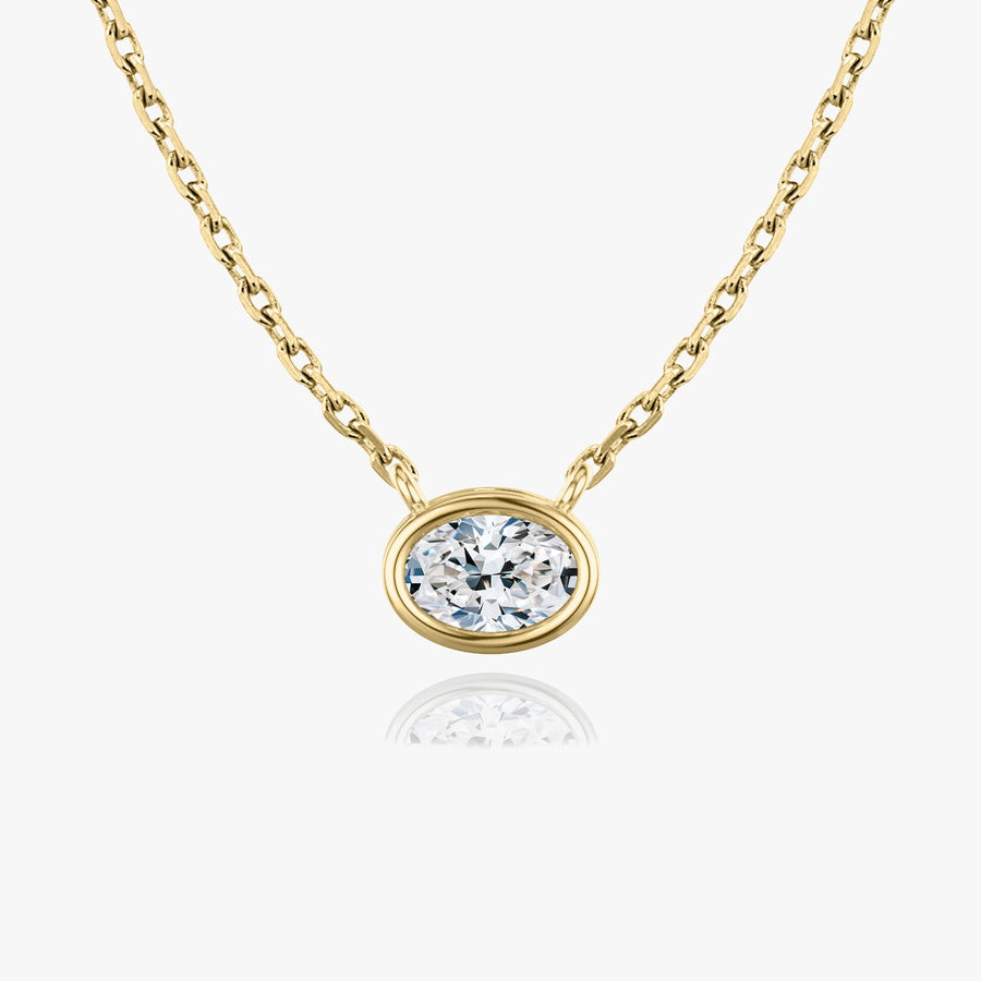 0.25 CT-1.0 CT Oval Bezel Solitaire CVD F/VS Diamond Necklace - Barbara Maison 
