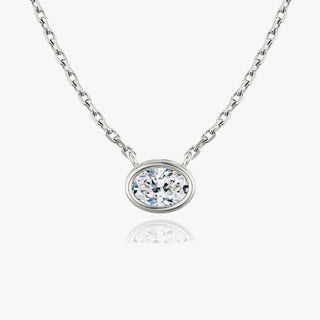 0.25 CT-1.0 CT Oval Bezel Solitaire F/VS Lab Grown Diamond Necklace - Barbara Maison 