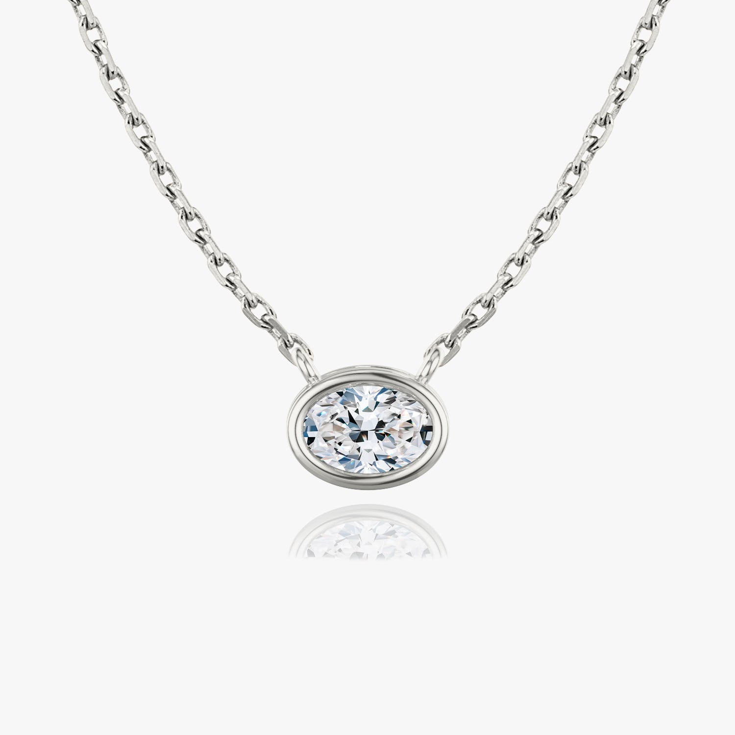 0.25 CT-1.0 CT Oval Bezel Solitaire CVD F/VS Diamond Necklace - Barbara Maison 