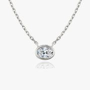 0.25 CT-1.0 CT Oval Bezel Solitaire CVD F/VS Diamond Necklace - Barbara Maison 