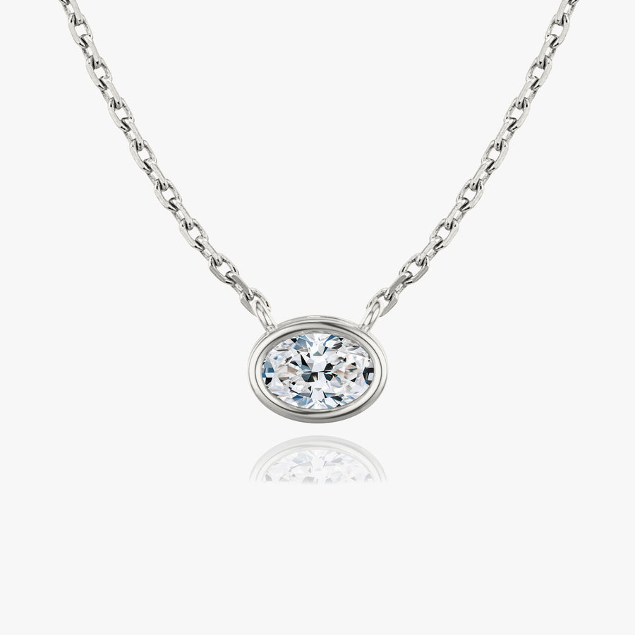0.25 CT-1.0 CT Oval Bezel Solitaire CVD F/VS Diamond Necklace - Barbara Maison 