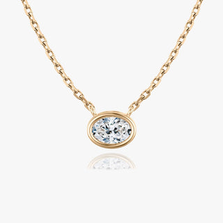 0.25 CT-1.0 CT Oval Bezel Solitaire F/VS Lab Grown Diamond Necklace - Barbara Maison 