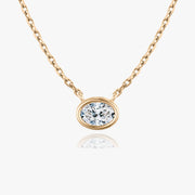 0.25 CT-1.0 CT Oval Bezel Solitaire CVD F/VS Diamond Necklace - Barbara Maison 