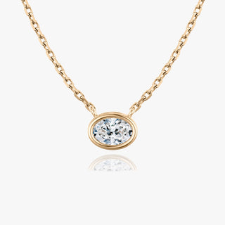 0.25 CT-1.0 CT Oval Bezel Solitaire CVD F/VS Diamond Necklace - Barbara Maison 