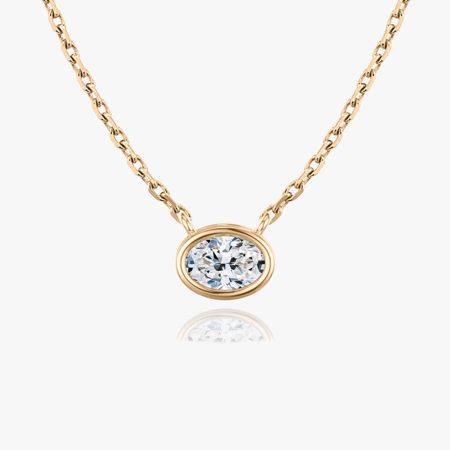 0.25 CT-1.0 CT Oval Bezel Solitaire CVD F/VS Diamond Necklace - Barbara Maison 