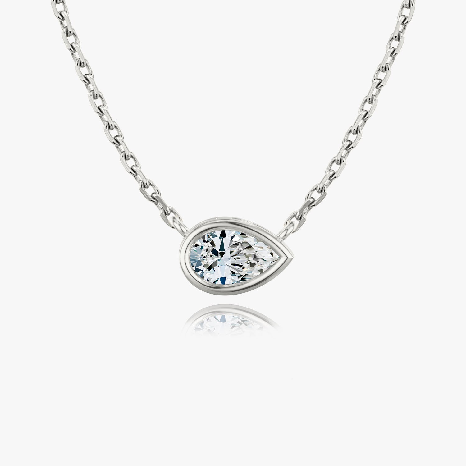 0.25 CT-1.0 CT Pear Bezel Solitaire CVD F/VS Diamond Necklace - Barbara Maison 