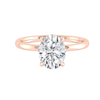 2.72 CT Oval Solitaire Hidden Halo Moissanite Engagement Ring - Barbara Maison 