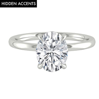 2.72 CT Oval Solitaire Hidden Halo Moissanite Engagement Ring - Barbara Maison 