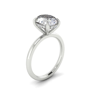 2.72 CT Oval Solitaire Hidden Halo Moissanite Engagement Ring - Barbara Maison 