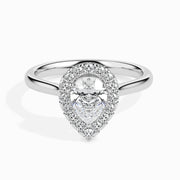 1ct Pear F- VS Diamond Halo Engagement Ring