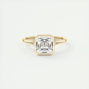 2 CT Asscher Bezel CVD F/VS1 Diamond Engagement Ring - Barbara Maison 