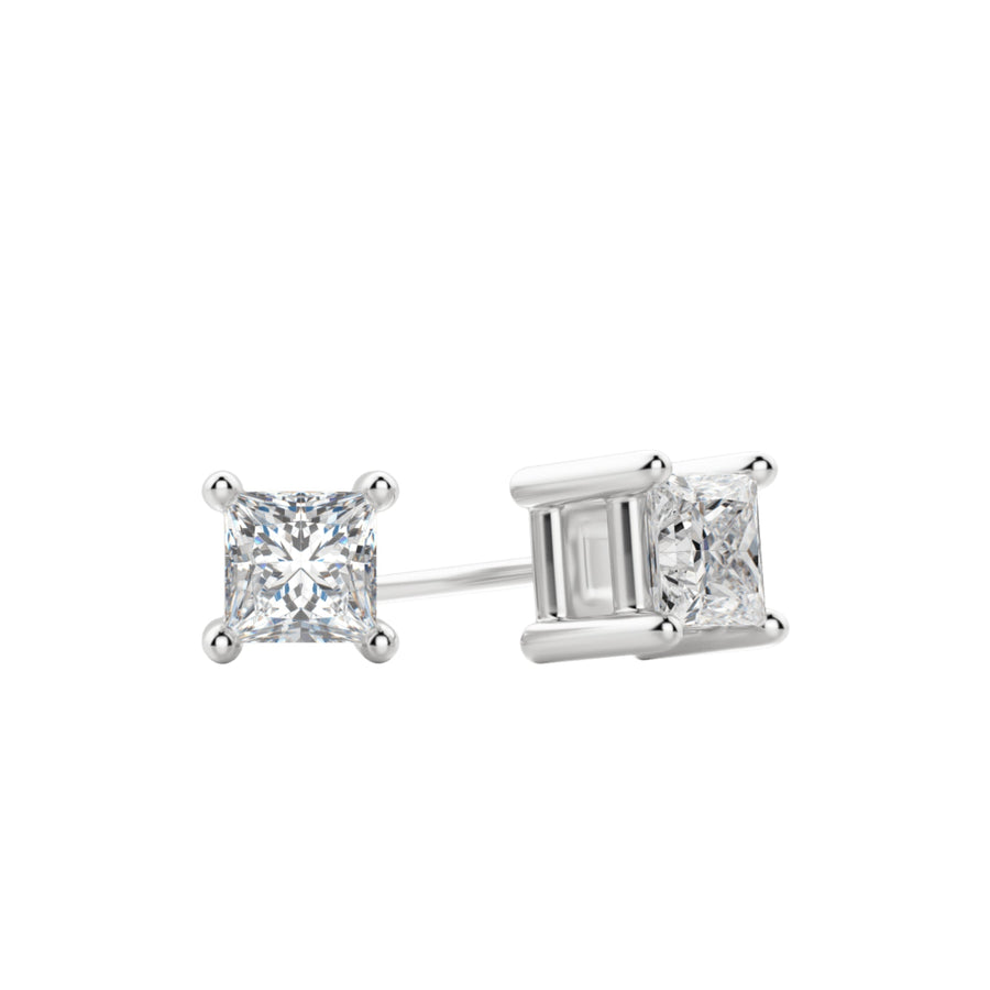 0.50 TCW-1.0 TCW Princess Cut Moissanite Solitaire Stud Earrings - Barbara Maison 