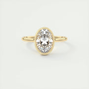 2 CT Oval Bezel CVD F/VS1 Diamond Engagement Ring - Barbara Maison 