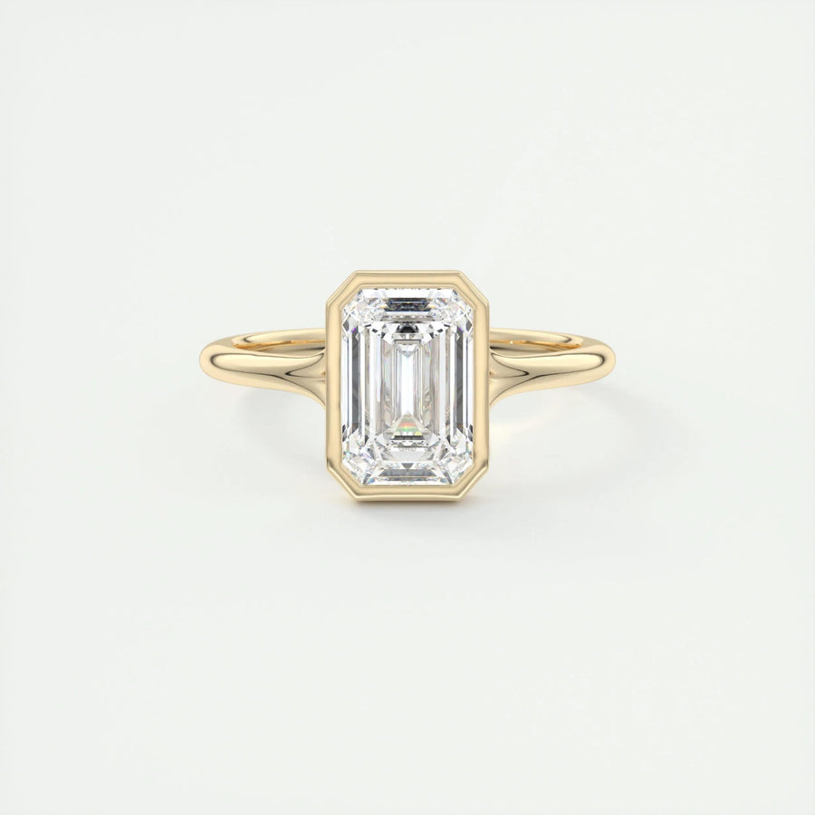 2 CT Emerald Bezel CVD F/VS1 Diamond Engagement Ring - Barbara Maison 