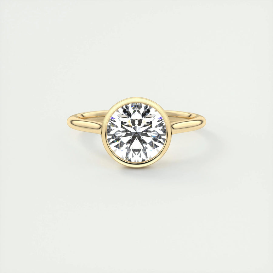 2 CT Round Bezel CVD F/VS1 Diamond Engagement Ring - Barbara Maison 