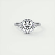 2 CT Round Halo Split Shank CVD F/VS1 Diamond Engagement Ring - Barbara Maison 