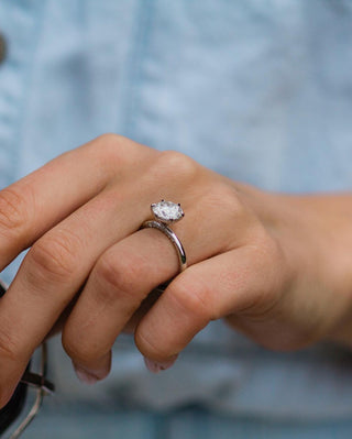 2.10 CT Rose Round Solitaire Moissanite Engagement Ring - Barbara Maison 