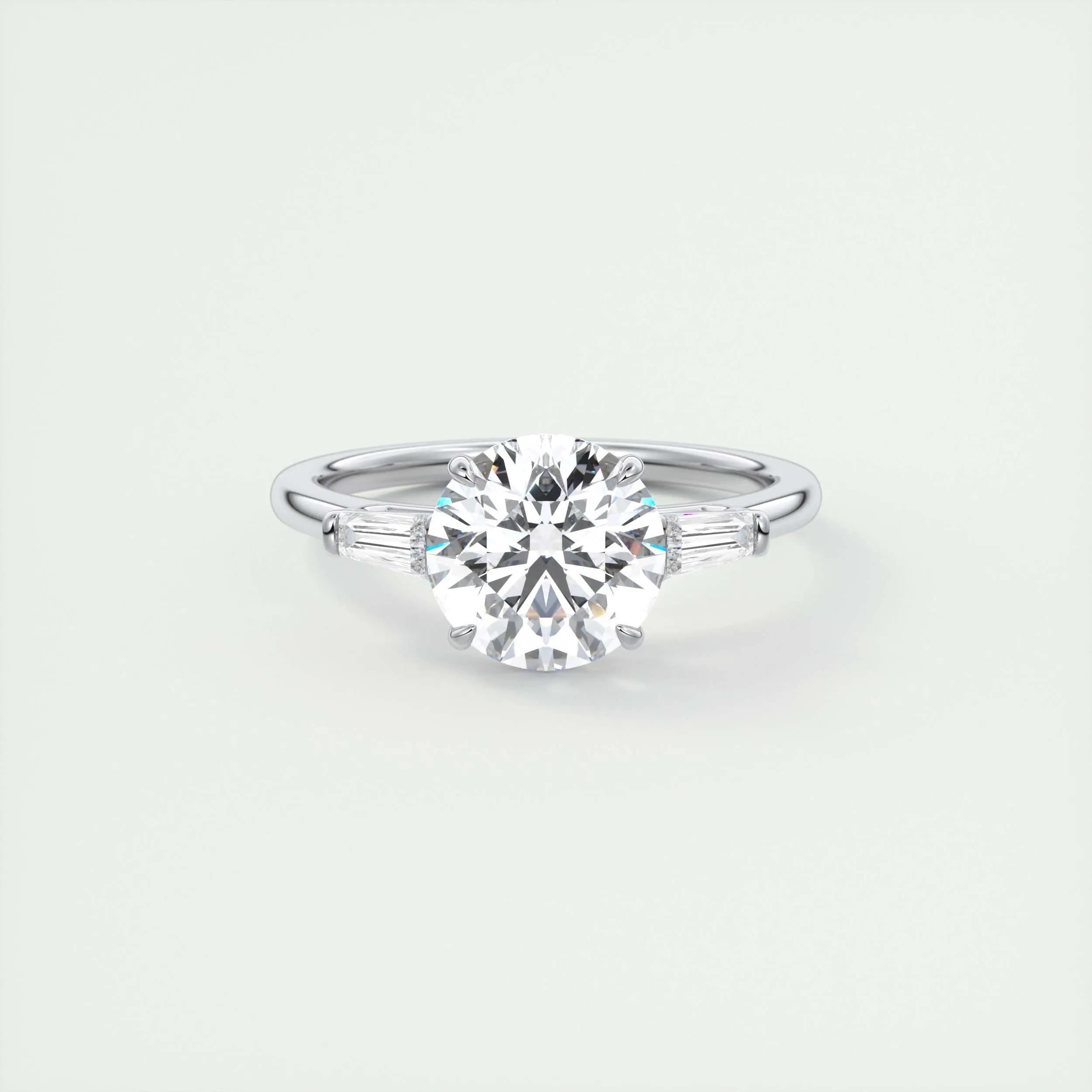 2 CT Round Three Stone CVD F/VS1 Diamond Engagement Ring - Barbara Maison 
