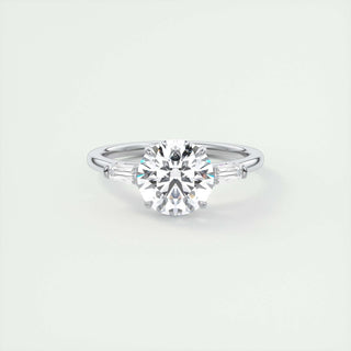 2 CT Round Three Stone CVD F/VS1 Diamond Engagement Ring - Barbara Maison 