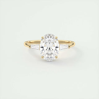 2 CT Oval Three Stone CVD F/VS1 Diamond Engagement Ring - Barbara Maison 