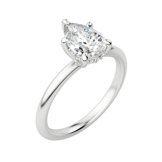 1.33 CT Pear Solitaire Moissanite Engagement Ring With Hidden Halo Setting - Barbara Maison 