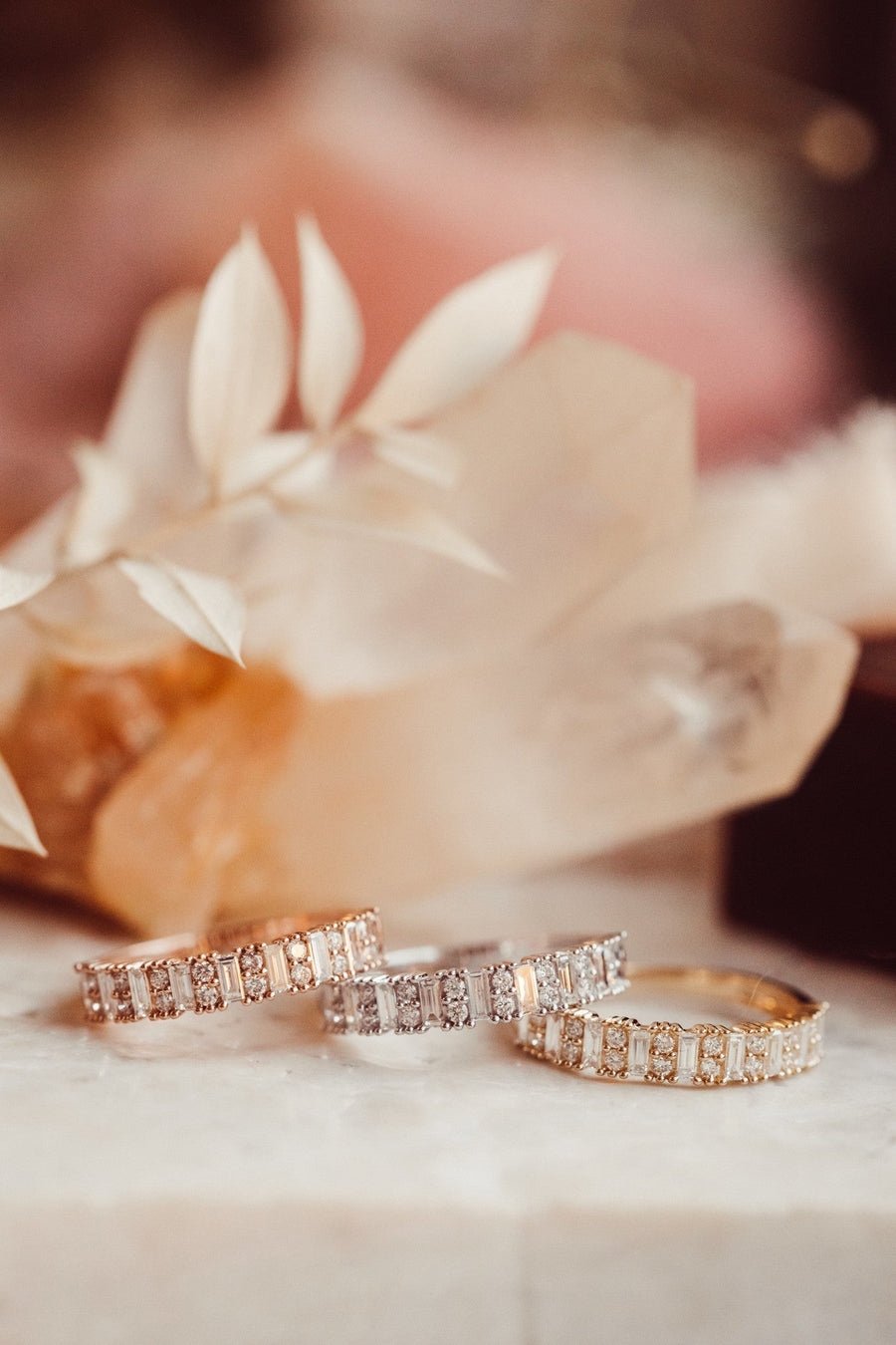 0.49 TCW Baguette & Round Multi Stone Moissanite Wedding Band - Barbara Maison 