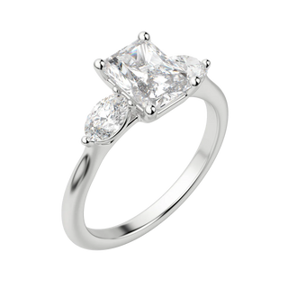 1.67 CT Radiant Cut 3 Stone Moissanite Engagement Ring - Barbara Maison 