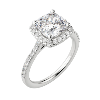 2.15 CT Cushion Cut Halo Moissanite Engagement Ring - Barbara Maison 