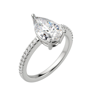 1.33 CT Pear Cut Solitaire Pave Moissanite Engagement Ring - Barbara Maison 