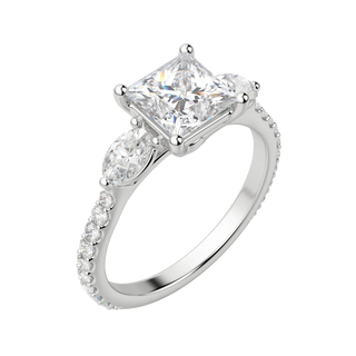 2.78 CT Princess 3 Stone Moissanite Engagement Ring - Barbara Maison 