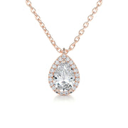 1.50 CT Pear Halo CVD F/VS Diamond Necklace - Barbara Maison 