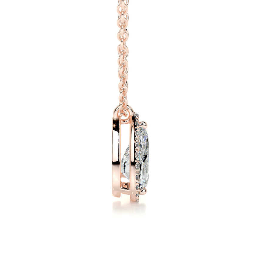 1.50 CT Pear Halo CVD F/VS Diamond Necklace - Barbara Maison 
