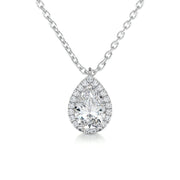 1.50 CT Pear Halo CVD F/VS Diamond Necklace - Barbara Maison 