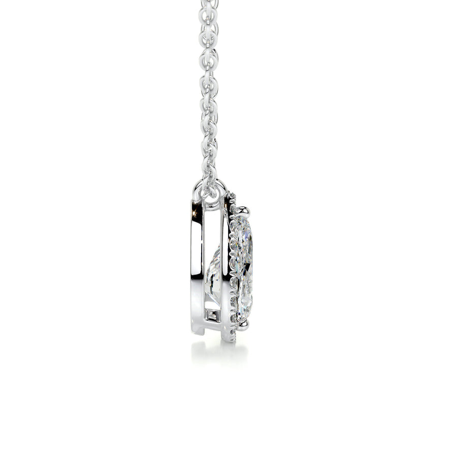 1.50 CT Pear Halo CVD F/VS Diamond Necklace - Barbara Maison 