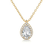 1.50 CT Pear Halo CVD F/VS Diamond Necklace - Barbara Maison 