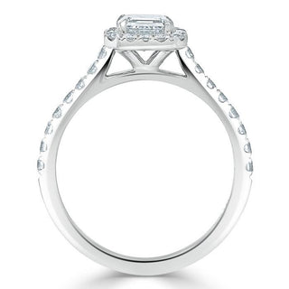 1.0 CT Asscher Cut Halo Pave Moissanite Engagement Ring - Barbara Maison 