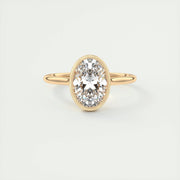 2 CT Oval Bezel CVD F/VS1 Diamond Engagement Ring - Barbara Maison 