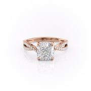 2.15 CT Cushion Cut Criss Cross Pave Moissanite Engagement Ring - Barbara Maison 
