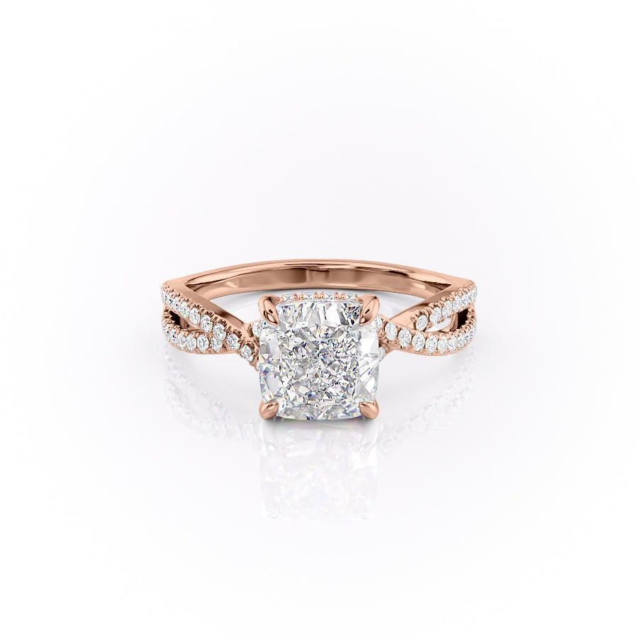 2.15 CT Cushion Cut Criss Cross Pave Moissanite Engagement Ring - Barbara Maison 