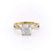 2.15 CT Cushion Cut Criss Cross Pave Moissanite Engagement Ring - Barbara Maison 